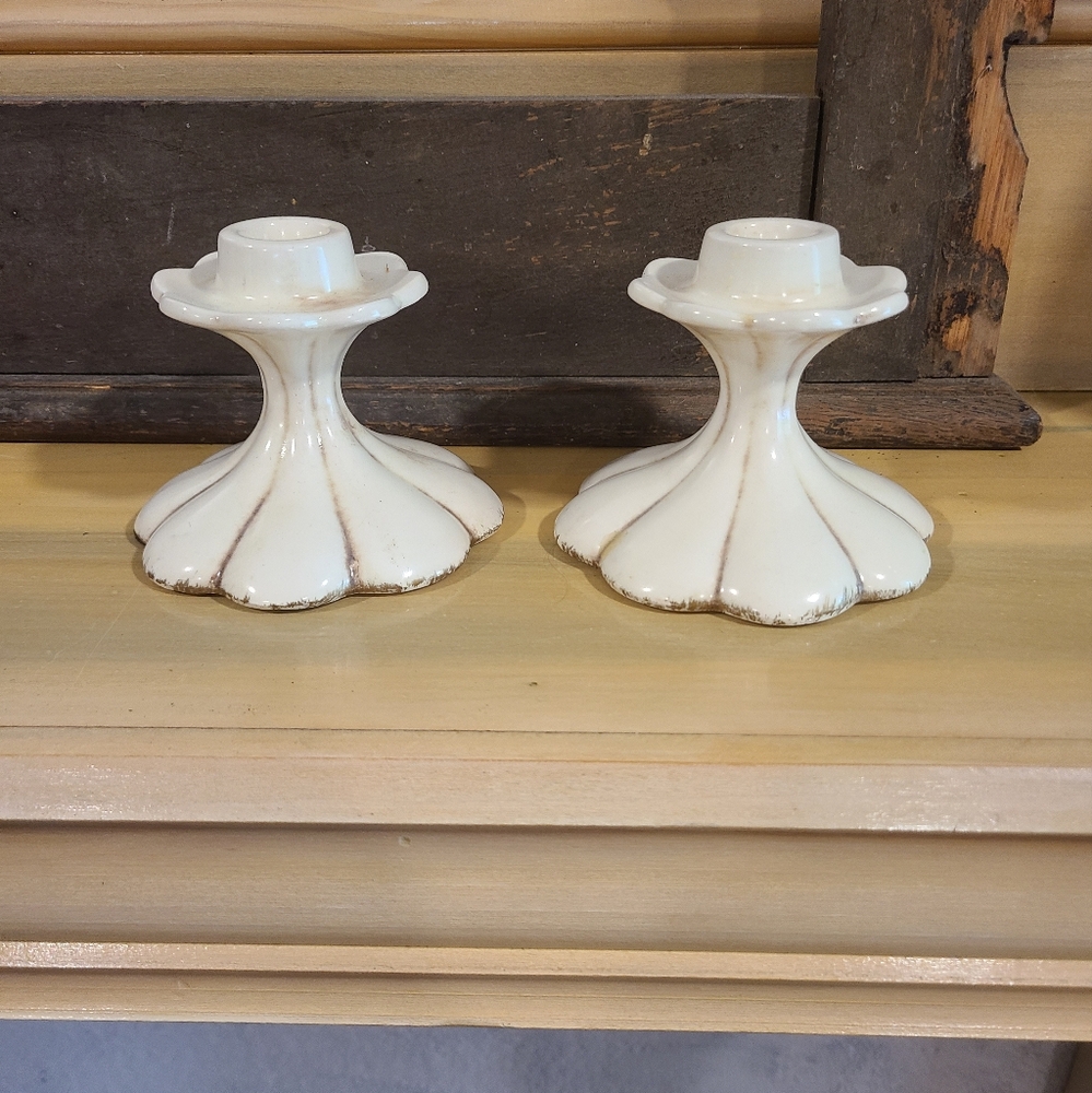 White Pottery candle holders